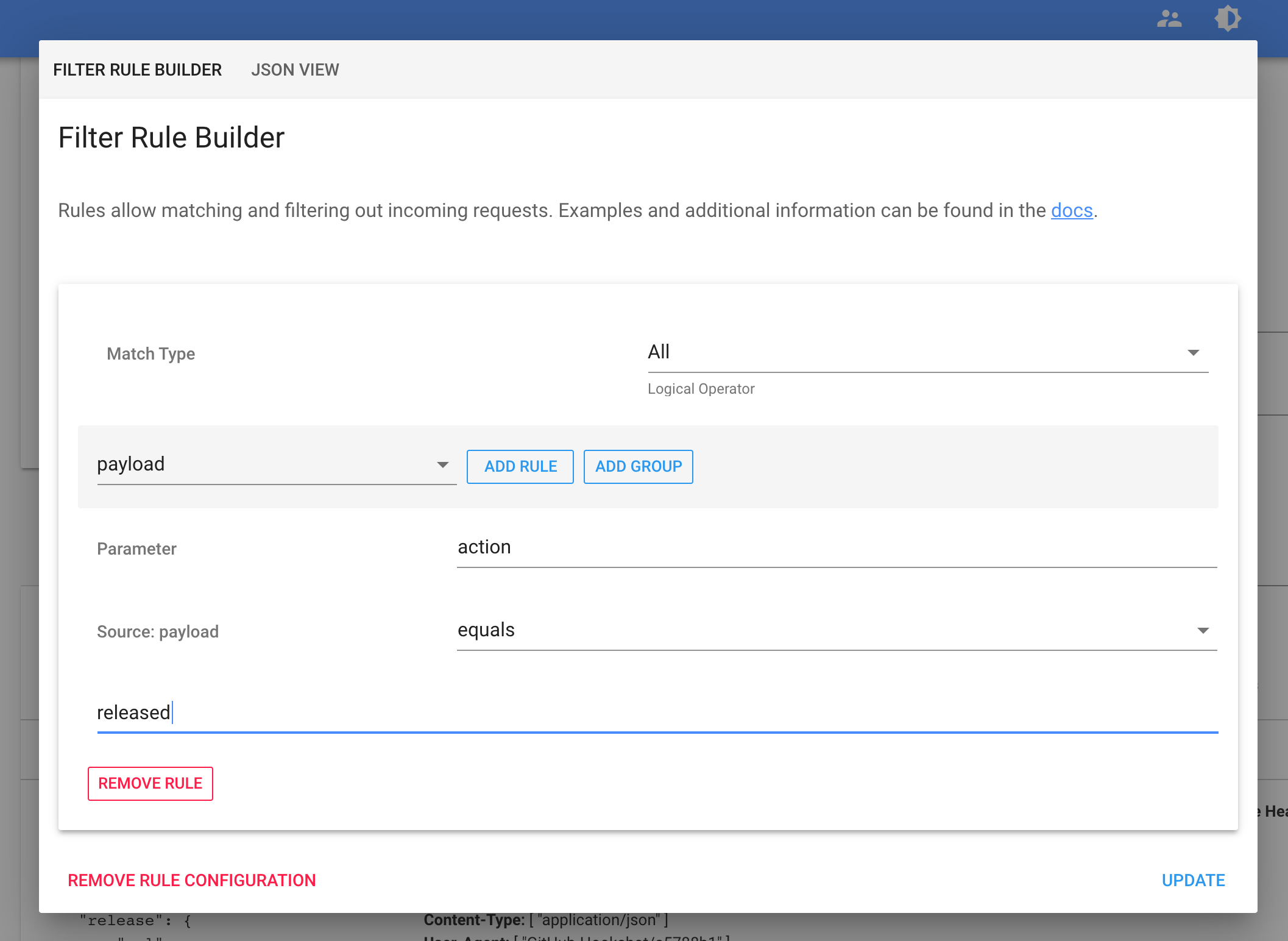 webhook filter webhook filter
