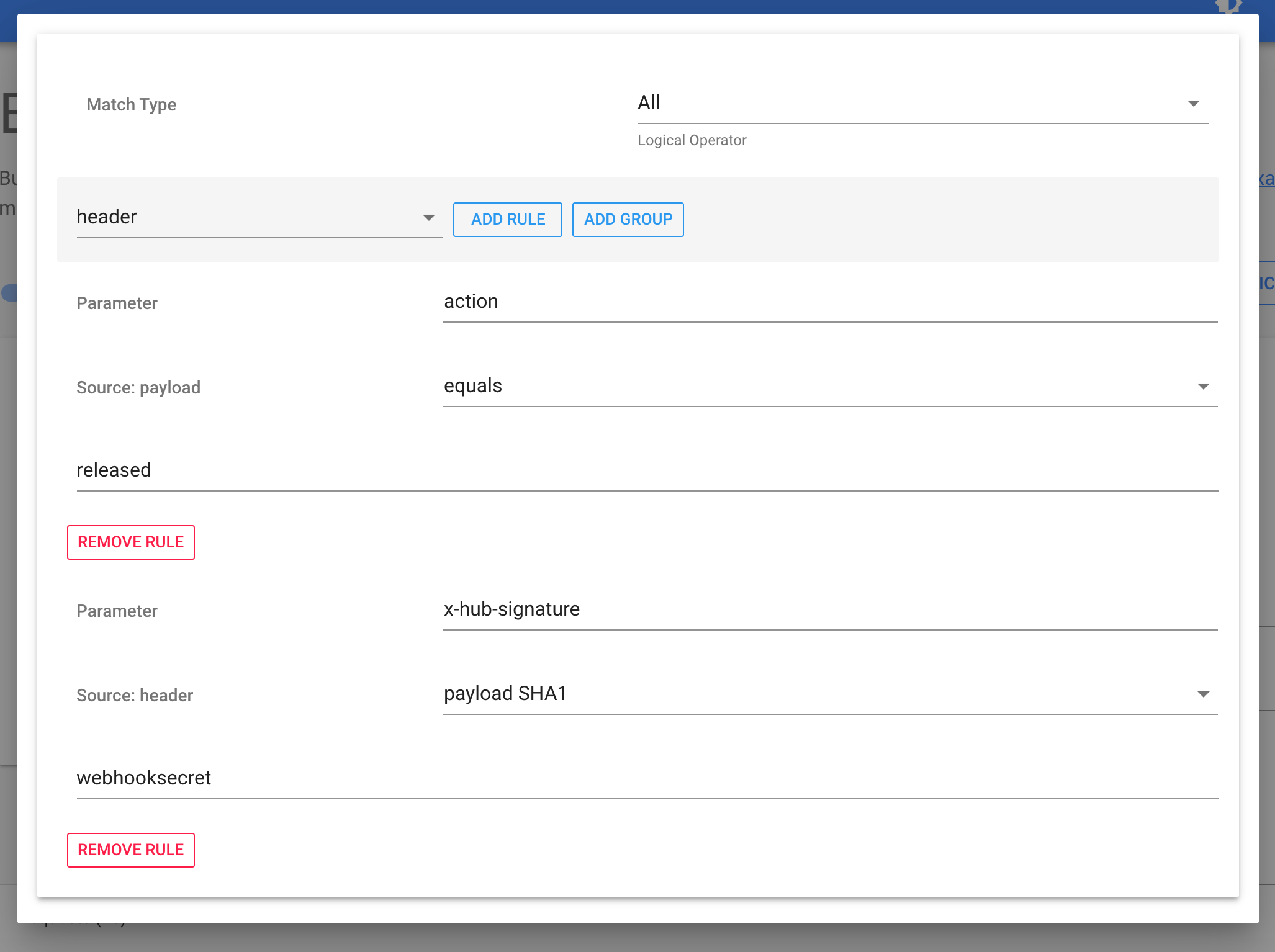 webhook filter signature webhook filter signature