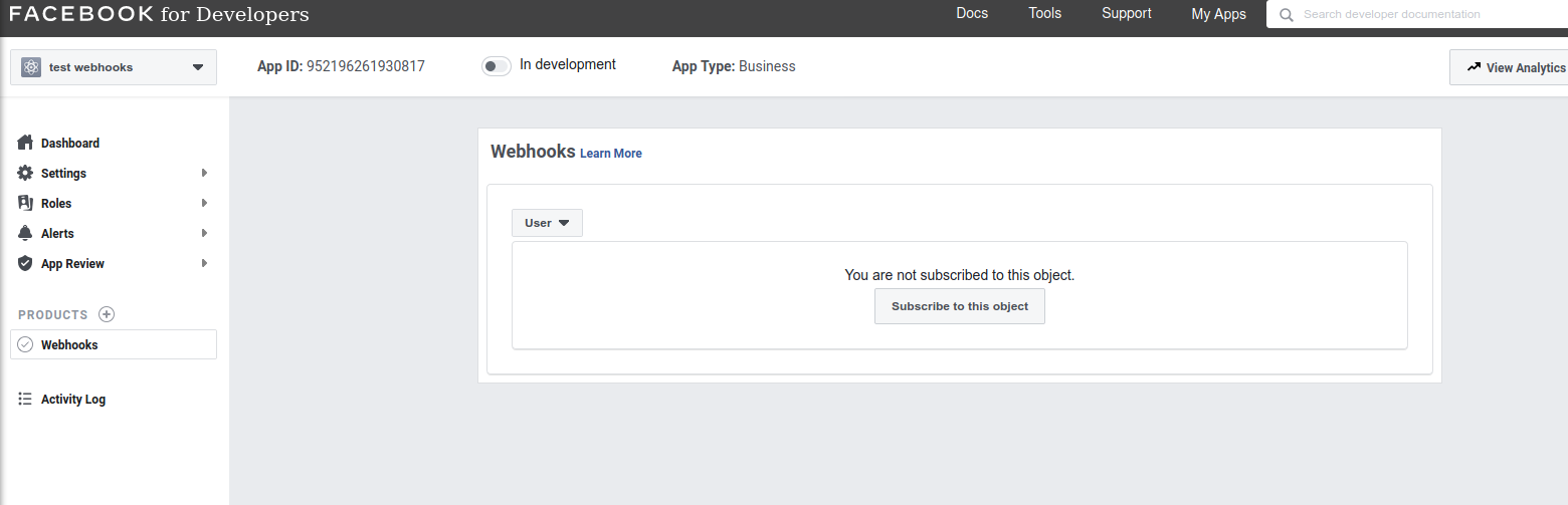Configuring Facebook webhooks Configuring Facebook webhooks
