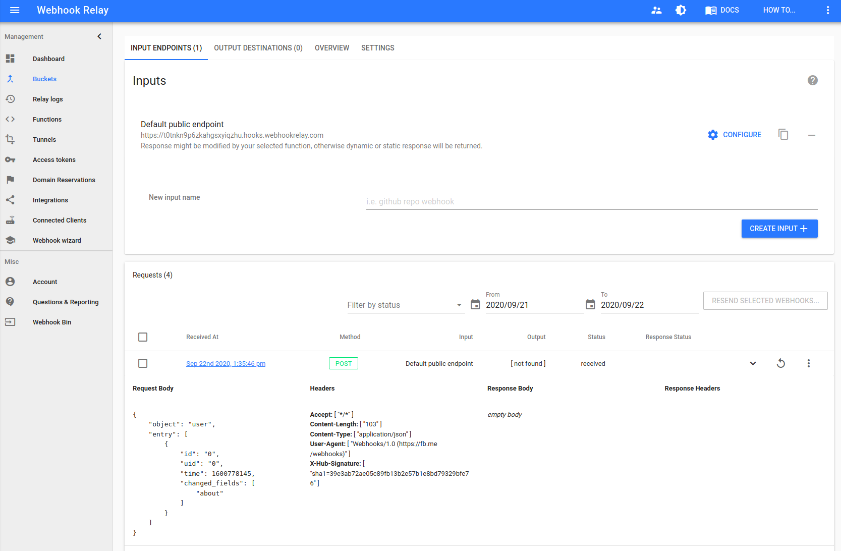 Sending test event Sending test event
