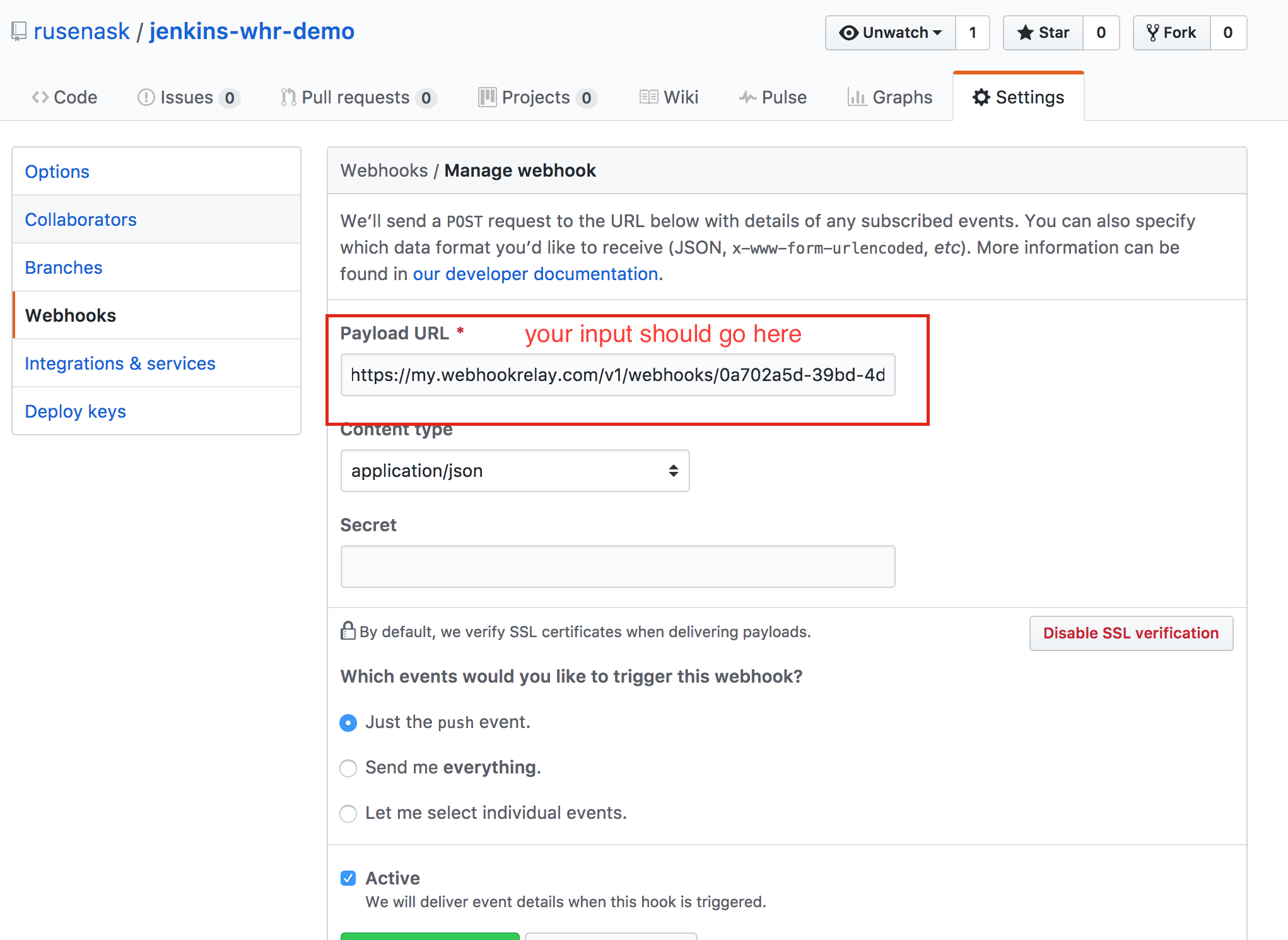 github webhook config github webhook config