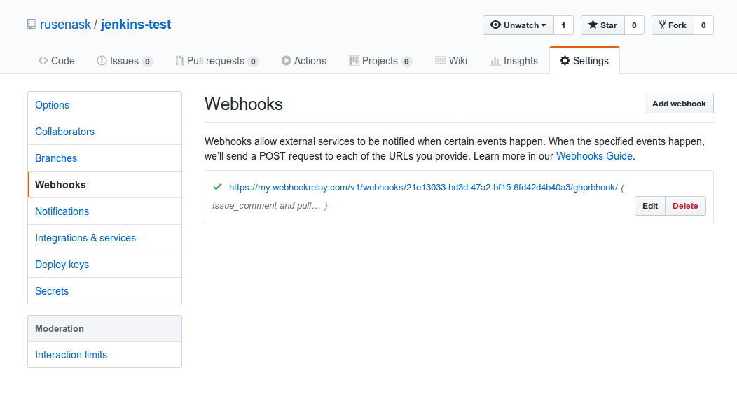 GitHub repo webhook configuration GitHub repo webhook configuration