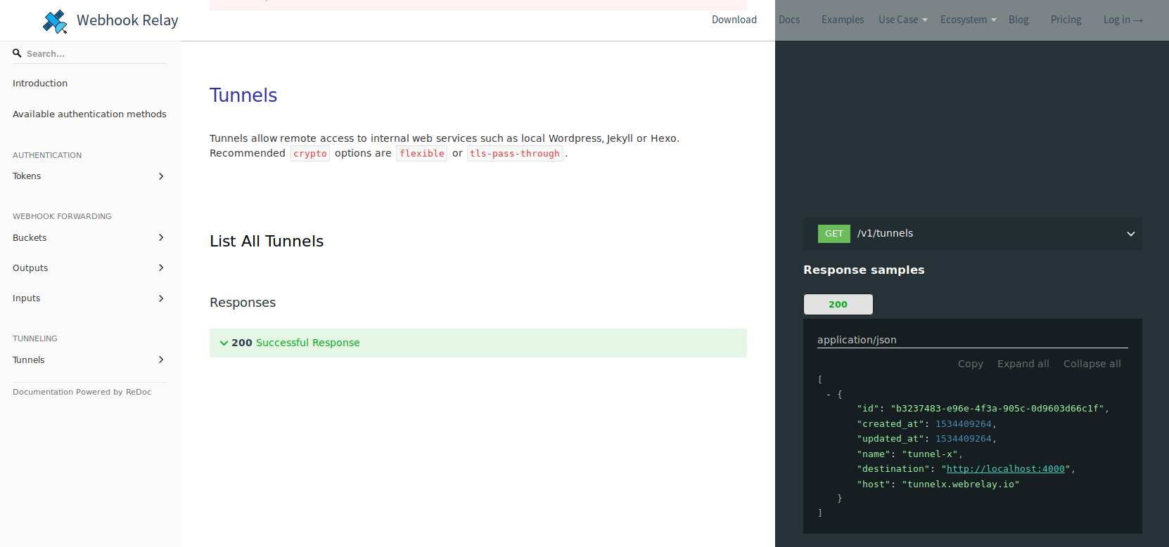 Redoc Webhook Relay API reference Redoc Webhook Relay API reference