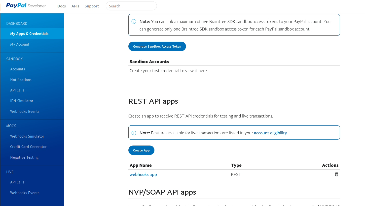 create PayPal app create PayPal app
