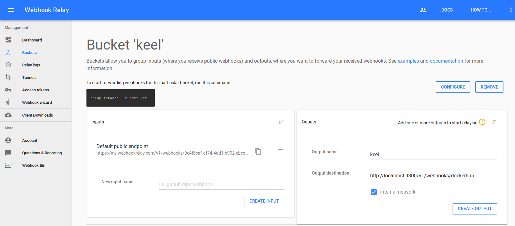 Rancher Webhook Relay output create Rancher Webhook Relay output create