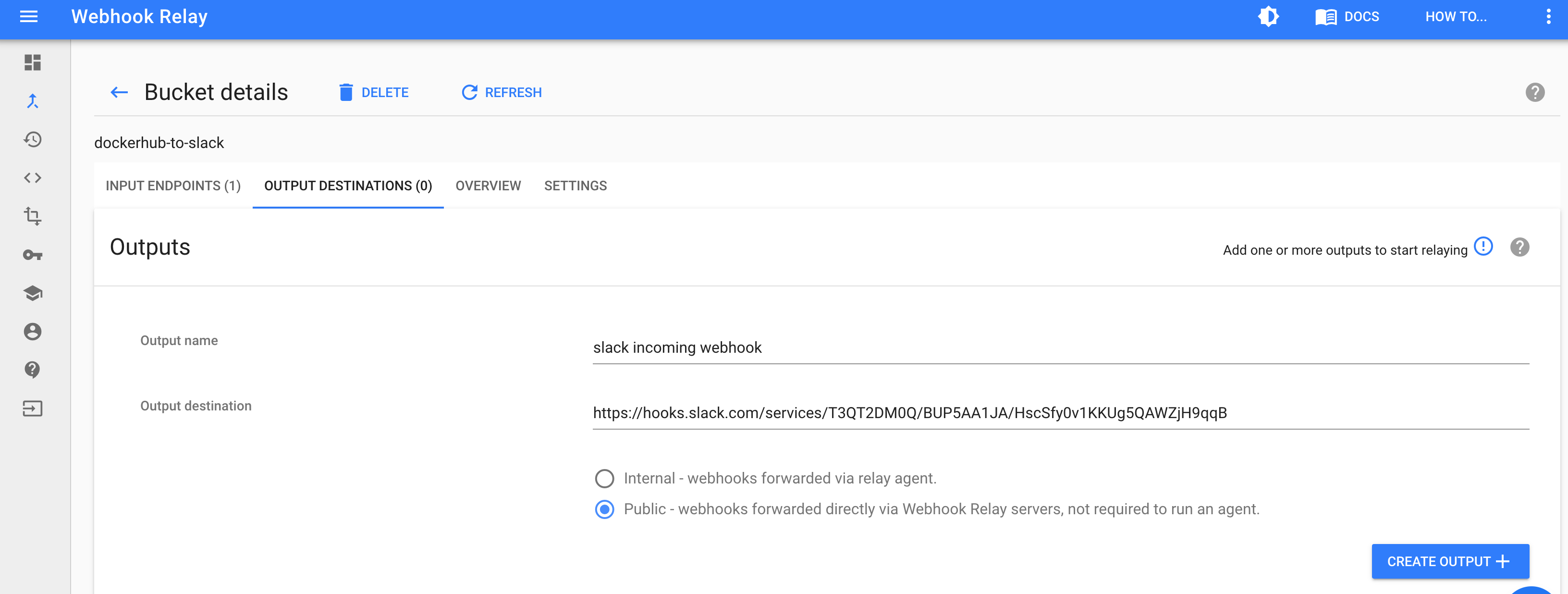 Create destination Create destination