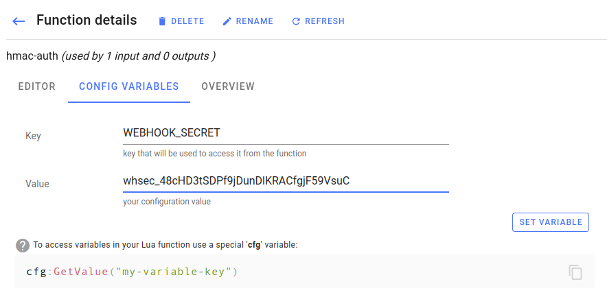 webhook secret setting webhook secret setting