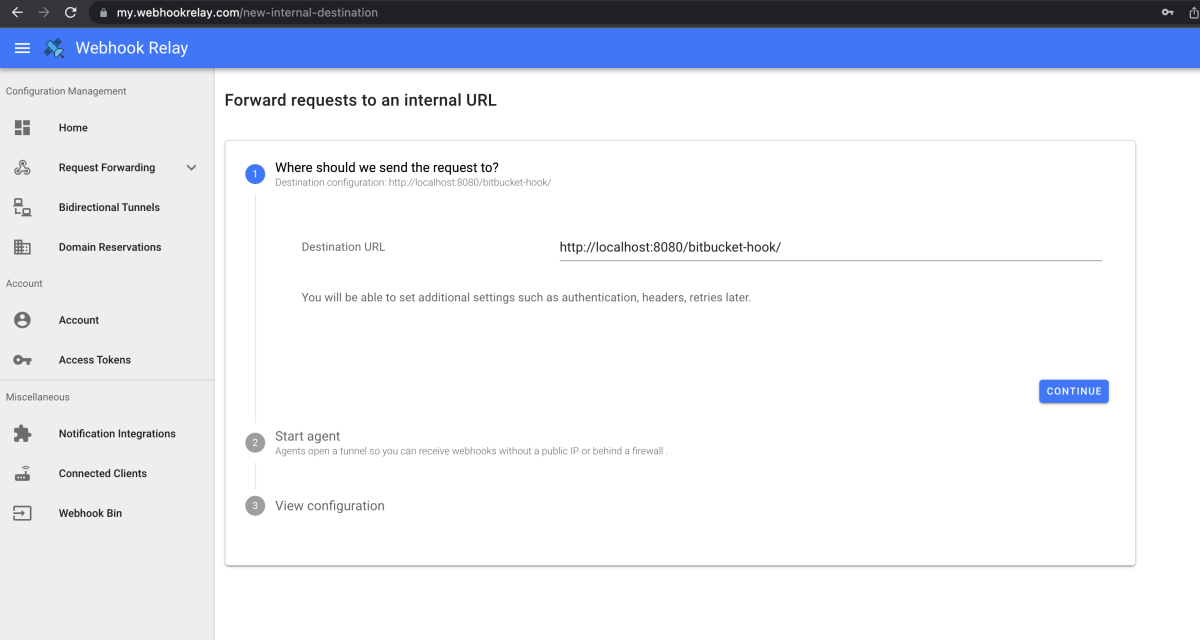 Webhook Relay internal forwarding configuration helper Webhook Relay internal forwarding configuration helper